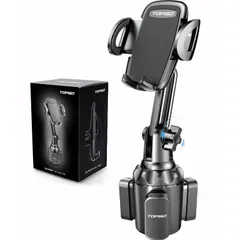【即納】TOPGO スマホホルダー 車 ドリンクホルダー 車載ホルダー カップホルダー スマホスタンド 車 【 機械式伸縮アーム・ワンタッチ取り外し】 車載 携帯ホルダー 片手操作 安定性拔群 縦・横・上下・左右自在調節 360度回転 iPhone 16 Pr