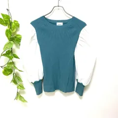 美品！ビザビ✨トップス ブルーグリーン バルーンスリーブ 切替  大人かわいい（F）