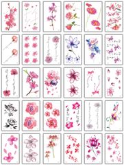 Tochno タトゥーシール 30枚セット 刺青シール 【A】花 薔薇 リボン