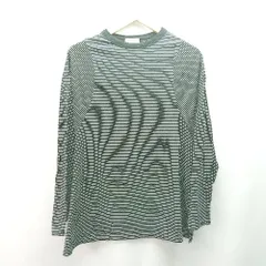 ◇ BEAUTY&YOUTH クルーネック サイドスリット ボーダー柄 長袖 ロングTシャツ 表記なし ブラック ホワイト レディース E  【1309250009566】