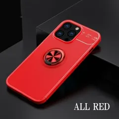 リング付きiPhoneケース　スマホケース　レッド　耐衝撃