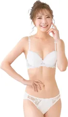 Moca＆Bunny レディース ブラジャー ショーツ 下着 上下 セット 3/4 カップ 花柄 刺繍 ブラショーツセット 可愛いい かわいい下着 大人 女性 女性下着 下着レディース 勝負下着 下着セット 大人可愛い(ホワイト,  A70)