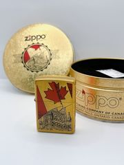 ZIPPO/ジッポー　オイルライター　ゴールド　CANADA/カナダ　Collectible/コレクティブル　オンタリオ工場　2001　ヴィンテージ　アンティーク　リミテッド/limited　絶版　IKE022
