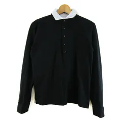 タケオキクチ ポロシャツ トップス 長袖 ゴルフウエア 日本製 メンズ 3サイズ 黒×白×青 TAKEO KIKUCHI 【中古】