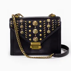 【MICHAEL KORS】マイケルコース ホイットニー ローリースタッズ ショルダーバッグ 2WAY 肩掛け レザー ブラック レディース 【中古品】 USED-AB 【9304】