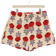 マリメッコ marimekko 25SS Miksaus Vihkiruusu ショートパンツ イージー ウエストゴム 花柄 総柄 L アイボリー 赤 レッド 紫 パープル タグ付き /BBのサムネイル