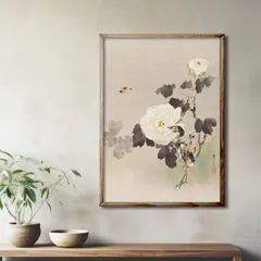 A3サイズ 渡辺省亭 ポスター 花鳥魚鰕画冊 牡丹に雛図 花鳥画 日本画 アートポスター (rossografico 33-200014_a3)