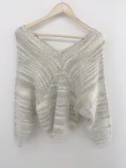 ◇ SENSE OF PLACE URBAN RESEARCH Vネック シャギー 長袖 ニット セーター サイズF アイボリー パープル系 レディース E  【1303200004212】