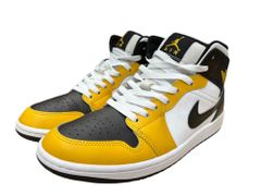 NIKE (ナイキ) AIR JORDAN1 エアジョーダン１ MID スニーカー DQ8426-701 25.5cm US7.5 ホワイト イエロー ブラック メンズ/027