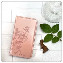 スマホケース iPhoneケース 全機種対応 アンドロイド 手帳型 手帳ケース 花柄 花 蝶 バタフライ シンプル ライトピンク ピンク