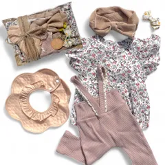 [mic.an] 出産祝い 女の子 ベビー服 70 セット スタイ ロンパース ラッピング 手提げ袋付き ミックアン (white, 70) [ホワイト] [70]