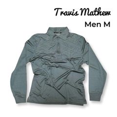 Travis Mathew トラヴィスマシュー 長袖 ワンポイント ポロシャツ メンズ Mサイズ ゴルフウェア グレー ペルー製