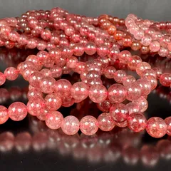 【数量限定！奉仕品】500gストロベリークォーツブレスレット詰合せ ☆ ☆輝くレピドクロサイト☆透明感抜群！☆恋を呼び込む石☆AAA☆ストロベリークォーツ【苺水晶】ブレスレット☆【ブラジル産】