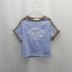 ◇ ⊂Φ Saturdays NYC ショート丈 半袖 チビ Tシャツ サイズS ライトブルー ブラウン レディース E  【1502030030402】