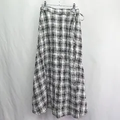 ◇ Θ BEAUTY&YOUTH UNITEDARROWS チェック柄 ロング丈 フレア スカート サイズ表記なし ブラック ホワイト レディース E  【1411280019061】