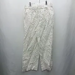◇ Θ GAP ギャップ ウエストゴム ストライプ柄 ワイドパンツ サイズM ホワイト グレー レディース E  【1502030020755】
