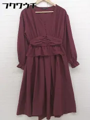 ◇ w closet ダブルクローゼット 長袖 ロング ワンピース サイズF ワインレッド レディース  【中古】 【1107290003335】