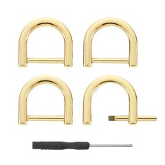 新品 [uxcell] Dリングねじ込みシャックル 4個 0.59 亜鉛合金 ホースシューU字型 Dリングバックル 財布 DIY レザークラフト キーチェーン 金