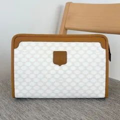 【極美品】セリーヌ セカンドバッグ クラッチバッグ PVC レザー マカダム柄 ロゴ 白 ホワイト ポーチ レディース Celine Vintage Clutch Bag Pouch Bag White Monogram  22106