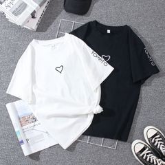 夏物SALE★即納★モダンシンプルハートロゴ刺繍Tシャツ♡