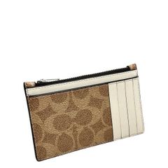 コーチ カードケース メンズ レディース COACH シグネチャー ジップ カードケース CV764 SVO1G タン×チョーク