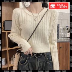 リブニット トップス きれいめ 長袖 クルーネック ニットカットソー ベーシック ニット 着回し ニットプルオーバー 柔らかい ニットインナー ニットウェア 春秋冬 重ね着 ニットソー きれいめ 無地 リブ編み CH85YN-900575