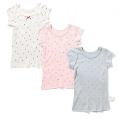 半袖 肌着 リブ 子供服 キッズ ベビー 小物 下着 肌着 インナー 総柄 ケーキ さくらんぼ リボン かわいい 女の子 アンパサンド 80 90 100 110 120 130 l353075