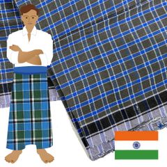 【商用可】インドのボトムズ ルンギ布「STITCHED（縫い合わせ済み）」80