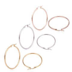 【幅2mm 外径35mm シルバー/ゴールド/ローズゴールド 3色ペアセット】[Adelina Style] フープ ピアス 人気 大きめ レディース リングピアス イヤリング 金属アレルギー対応 サージカルステンレス 両耳用 プレゼント