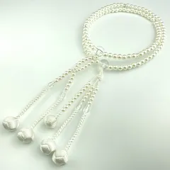 妙蓮花 創価学会用数珠 念珠 SGI数珠 女性男性通用 Mサイズ ＰＣパール アクリル製水晶仕立 白色手毬房
