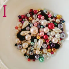 Iセット ガラスパールビーズ＊ラウンド＊ミックスカラー＊アソート＊3~16mm 穴1~1.6mm ＊約90g＊100~160粒