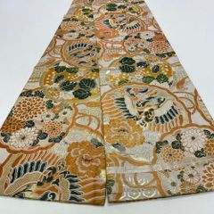 丸帯 アンティーク ヴィンテージ 全通 金帯 382cm 花嫁衣装 貸衣装 中古 リサイクル 結婚式 婚礼 着付け 舞台 きもの 着物 4114