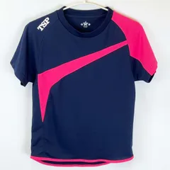 TSP 卓球 プラクティスシャツ 半袖 XS ネイビー×ピンク レディース