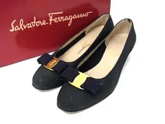 Salvatore Ferragamo フェラガモ ヴァラリボン スエード パンプス 表記サイズ 5 1/2(約23cm) シューズ 靴 ブラック系 DH0153