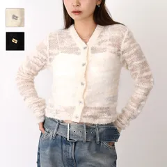 GANNI ガニー ニット トップス カーディガン ALPACA MOHAIR BOUCLE CARDIGAN K2254 K2315 レディース ホワイト ブラック フロントボタン 長袖のサムネイル