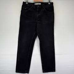 古着 リー Lee デニムパンツ ジーンズ ジーパン 5ポケット 長ズボン ストレート レザーパッチ w32 L30  ブラック メンズ