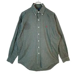ラルフローレンRalphLauren BLAKE長袖チェックシャツボタンダウンシャツ好配色マルチカラー緑グリーン白ホワイト赤レッドポニーロゴ刺繍Y2Kグランパコアアメカジアメトラコットンvintageヴィンテージ50714