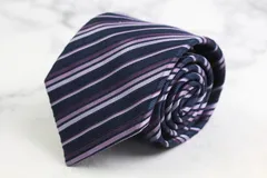 タカキュー ブランド ネクタイ ストライプ柄 シルク PO メンズ パープル TAKA Q 【中古】