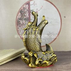 龍 ドラゴン 金のなる木 置物 オブジェ 繁栄 樹脂素材 高級感 37cm