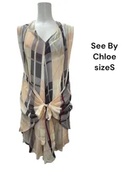 □ シーバイクロエSee By Chloe チュニック チェック柄 ピンク シルク100％ サイズ I38、S、7号 レディース S5T003のサムネイル