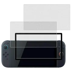 KPNS アンチグレア 日本素材製 Switch 2 用 さらさら ガラスフィルム サラサラ 強化ガラス 反射防止 指紋防止 指滑り ゲーム用 保護フィルム【2枚セット】ガイド枠付き