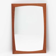 壁掛け/立掛けミラー チーク材 高さ62cm デンマーク製 北欧ビンテージ家具 北欧家具 チーク材ミラー アーチ型 壁掛け鏡/DK18043