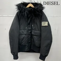 美品　DIESEL ブラック ボンバージャケット　ダウンジャケット　ファー付き 美品 DIESEL ブラック ボンバージャケット ダウンジャケット
