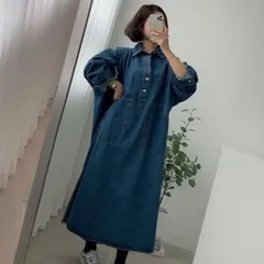 デニムシャツワンピース デニム ワンピース レディース デニムワンピ シャツワンピ ロングワンピ ロング丈 ミモレ丈 長袖 サイドスリット ポケット 体カバー 春秋 春 秋 冬 服 無地 シンプル 2m62781
