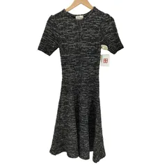 エイミーイストワール eimy istoire ハーフスリーブフレアーツイードニットワンピース レディース FREE 