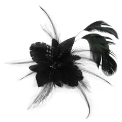 FYBownot 羽根 フラワー ブローチ ピン クリップ付き 髪飾り 両用 コサージュ 胸飾り 制服小物 服アクセサリー フォーマル 入学式 卒業式 結婚式 宴会 パーティー イベント プレゼント