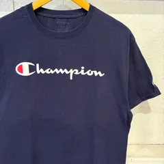 古着　L　チャンピオン　Champion　Tシャツ　ネイビー      プリント