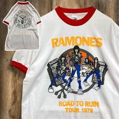 BJKI リンガー Tシャツ ビンテージ 古着 白 赤 ラモーンズ RAMONES ライブ ツアー バンド Lサイズ 2503  2980 p10