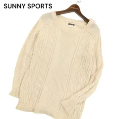 SUNNY SPORTS サニースポーツ 通年 デザイン柄★ コットン ニット セーター Sz.M　メンズ アイボリー 日本製のサムネイル