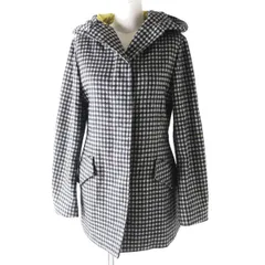 極美品◎正規品 イタリア製 ETRO エトロ レディース シルク混 中綿入り フーデッドコート ギンガムチェック柄 ブラック×グレー 40のサムネイル